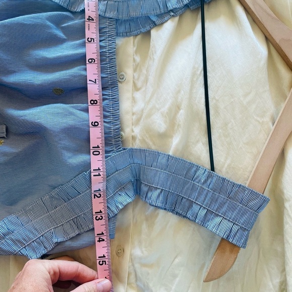 H&M Blue Stripe Ruffle Strap Gold Dot Tank - Picture 5 of 10